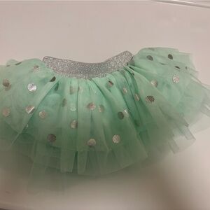Mint Green Tulle Skirt with Silver Polka Dots